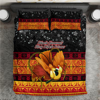 PNG Hamamas Krismas Bedding Set Papua New Guinea Bird Of Paradise Merry Christmas Black Style LT9 - Wonder Print Shop