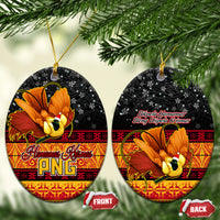 PNG Hamamas Krismas Ceramic Ornament Papua New Guinea Bird Of Paradise Merry Christmas Black Style LT9 - Wonder Print Shop