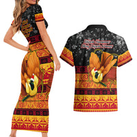 PNG Hamamas Krismas Couples Matching Short Sleeve Bodycon Dress and Hawaiian Shirt Papua New Guinea Bird Of Paradise Merry Christmas Black Style LT9 - Wonder Print Shop