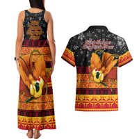 PNG Hamamas Krismas Couples Matching Tank Maxi Dress and Hawaiian Shirt Papua New Guinea Bird Of Paradise Merry Christmas Black Style LT9 - Wonder Print Shop