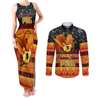 PNG Hamamas Krismas Couples Matching Tank Maxi Dress and Long Sleeve Button Shirt Papua New Guinea Bird Of Paradise Merry Christmas Black Style LT9 - Wonder Print Shop
