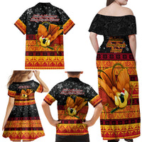 PNG Hamamas Krismas Family Matching Off Shoulder Maxi Dress and Hawaiian Shirt Papua New Guinea Bird Of Paradise Merry Christmas Black Style LT9 - Wonder Print Shop