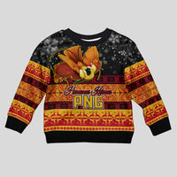 PNG Hamamas Krismas Kid Ugly Christmas Sweater Papua New Guinea Bird Of Paradise Merry Christmas Black Style - Wonder Print Shop
