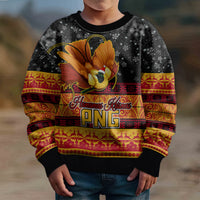 PNG Hamamas Krismas Kid Ugly Christmas Sweater Papua New Guinea Bird Of Paradise Merry Christmas Black Style - Wonder Print Shop