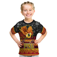 PNG Hamamas Krismas Kid T Shirt Papua New Guinea Bird Of Paradise Merry Christmas Black Style - Wonder Print Shop
