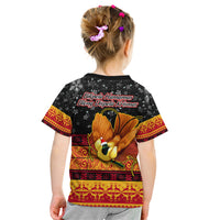 PNG Hamamas Krismas Kid T Shirt Papua New Guinea Bird Of Paradise Merry Christmas Black Style - Wonder Print Shop