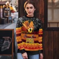 PNG Hamamas Krismas Ugly Christmas Sweater Papua New Guinea Bird Of Paradise Merry Christmas Black Style - Wonder Print Shop