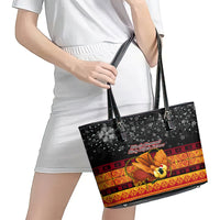 PNG Hamamas Krismas Leather Tote Bag Papua New Guinea Bird Of Paradise Merry Christmas Black Style - Wonder Print Shop