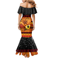 PNG Hamamas Krismas Mermaid Dress Papua New Guinea Bird Of Paradise Merry Christmas Black Style - Wonder Print Shop