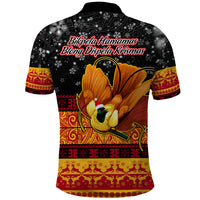PNG Hamamas Krismas Polo Shirt Papua New Guinea Bird Of Paradise Merry Christmas Black Style - Wonder Print Shop