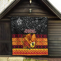 PNG Hamamas Krismas Quilt Papua New Guinea Bird Of Paradise Merry Christmas Black Style - Wonder Print Shop