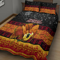 PNG Hamamas Krismas Quilt Bed Set Papua New Guinea Bird Of Paradise Merry Christmas Black Style - Wonder Print Shop