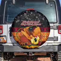PNG Hamamas Krismas Spare Tire Cover Papua New Guinea Bird Of Paradise Merry Christmas Black Style - Wonder Print Shop