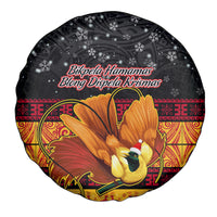PNG Hamamas Krismas Spare Tire Cover Papua New Guinea Bird Of Paradise Merry Christmas Black Style - Wonder Print Shop