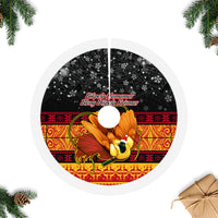 PNG Hamamas Krismas Tree Skirt Papua New Guinea Bird Of Paradise Merry Christmas Black Style - Wonder Print Shop