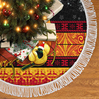 PNG Hamamas Krismas Tree Skirt Papua New Guinea Bird Of Paradise Merry Christmas Black Style - Wonder Print Shop