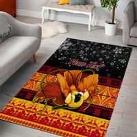 Personalised PNG Hamamas Krismas Area Rug Papua New Guinea Bird Of Paradise Merry Christmas Black Style LT9 - Wonder Print Shop