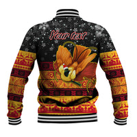 Personalised PNG Hamamas Krismas Baseball Jacket Papua New Guinea Bird Of Paradise Merry Christmas Black Style LT9 - Wonder Print Shop