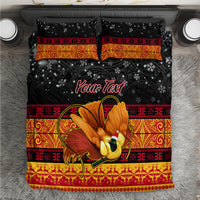 Personalised PNG Hamamas Krismas Bedding Set Papua New Guinea Bird Of Paradise Merry Christmas Black Style LT9 - Wonder Print Shop