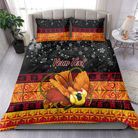 Personalised PNG Hamamas Krismas Bedding Set Papua New Guinea Bird Of Paradise Merry Christmas Black Style LT9 - Wonder Print Shop
