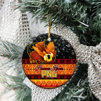 Personalised PNG Hamamas Krismas Ceramic Ornament Papua New Guinea Bird Of Paradise Merry Christmas Black Style LT9 - Wonder Print Shop