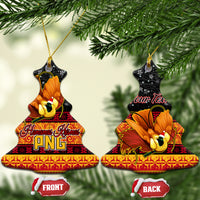 Personalised PNG Hamamas Krismas Ceramic Ornament Papua New Guinea Bird Of Paradise Merry Christmas Black Style LT9 - Wonder Print Shop