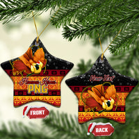 Personalised PNG Hamamas Krismas Ceramic Ornament Papua New Guinea Bird Of Paradise Merry Christmas Black Style LT9 - Wonder Print Shop