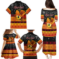 Personalised PNG Hamamas Krismas Family Matching Puletasi Dress and Hawaiian Shirt Papua New Guinea Bird Of Paradise Merry Christmas Black Style - Wonder Print Shop