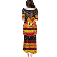 Personalised PNG Hamamas Krismas Family Matching Puletasi Dress and Hawaiian Shirt Papua New Guinea Bird Of Paradise Merry Christmas Black Style - Wonder Print Shop