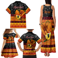 Personalised PNG Hamamas Krismas Family Matching Tank Maxi Dress and Hawaiian Shirt Papua New Guinea Bird Of Paradise Merry Christmas Black Style - Wonder Print Shop