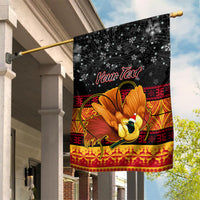 Personalised PNG Hamamas Krismas Garden Flag Papua New Guinea Bird Of Paradise Merry Christmas Black Style - Wonder Print Shop