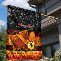 Personalised PNG Hamamas Krismas Garden Flag Papua New Guinea Bird Of Paradise Merry Christmas Black Style - Wonder Print Shop