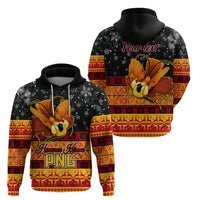 Personalised PNG Hamamas Krismas Hoodie Papua New Guinea Bird Of Paradise Merry Christmas Black Style - Wonder Print Shop