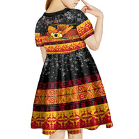 Personalised PNG Hamamas Krismas Kid Short Sleeve Dress Papua New Guinea Bird Of Paradise Merry Christmas Black Style - Wonder Print Shop