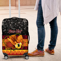 Personalised PNG Hamamas Krismas Luggage Cover Papua New Guinea Bird Of Paradise Merry Christmas Black Style - Wonder Print Shop