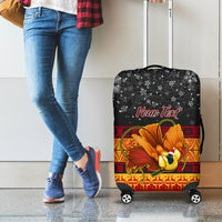 Personalised PNG Hamamas Krismas Luggage Cover Papua New Guinea Bird Of Paradise Merry Christmas Black Style - Wonder Print Shop