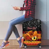 Personalised PNG Hamamas Krismas Luggage Cover Papua New Guinea Bird Of Paradise Merry Christmas Black Style - Wonder Print Shop