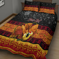 Personalised PNG Hamamas Krismas Quilt Bed Set Papua New Guinea Bird Of Paradise Merry Christmas Black Style - Wonder Print Shop