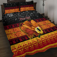 Personalised PNG Hamamas Krismas Quilt Bed Set Papua New Guinea Bird Of Paradise Merry Christmas Black Style - Wonder Print Shop