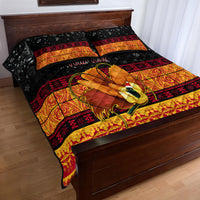 Personalised PNG Hamamas Krismas Quilt Bed Set Papua New Guinea Bird Of Paradise Merry Christmas Black Style - Wonder Print Shop