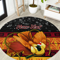 personalised-png-hamamas-krismas-round-carpet-papua-new-guinea-bird-of-paradise-merry-christmas-black-style