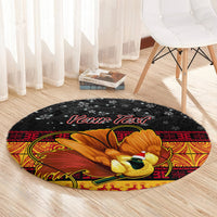 personalised-png-hamamas-krismas-round-carpet-papua-new-guinea-bird-of-paradise-merry-christmas-black-style
