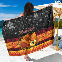 Personalised PNG Hamamas Krismas Sarong Papua New Guinea Bird Of Paradise Merry Christmas Black Style - Wonder Print Shop