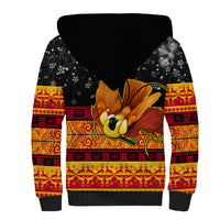 Personalised PNG Hamamas Krismas Sherpa Hoodie Papua New Guinea Bird Of Paradise Merry Christmas Black Style - Wonder Print Shop