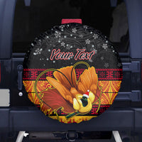 Personalised PNG Hamamas Krismas Spare Tire Cover Papua New Guinea Bird Of Paradise Merry Christmas Black Style - Wonder Print Shop