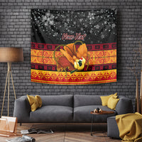 Personalised PNG Hamamas Krismas Tapestry Papua New Guinea Bird Of Paradise Merry Christmas Black Style - Wonder Print Shop