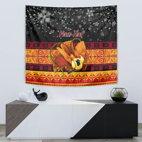 Personalised PNG Hamamas Krismas Tapestry Papua New Guinea Bird Of Paradise Merry Christmas Black Style - Wonder Print Shop
