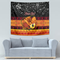 Personalised PNG Hamamas Krismas Tapestry Papua New Guinea Bird Of Paradise Merry Christmas Black Style - Wonder Print Shop