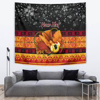 Personalised PNG Hamamas Krismas Tapestry Papua New Guinea Bird Of Paradise Merry Christmas Black Style - Wonder Print Shop