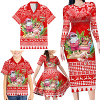 Personalised Hawaii Mele Kalikimaka Family Matching Long Sleeve Bodycon Dress and Hawaiian Shirt Santa Beach Merry Christmas LT9 - Wonder Print Shop